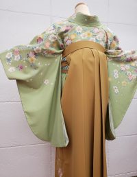 卒業袴黄緑桜柄着物カラシ色袴レトロ