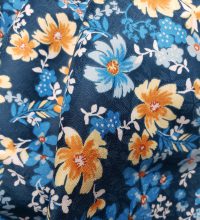 卒業式着物二尺袖紺地にブルーと黄色の総花柄小花柄くっきり華やか