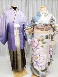 ディズニーキャラクターのアラジンとジャスミンをイメージした紋付袴と振袖の和装リンクコーデ