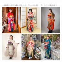 受け継いだ大切な振袖を、カネマタで自分らしくコーディネートしたお嬢様方の写真6枚