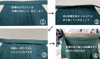 袴が長い場合に前側を折り返す方法画像