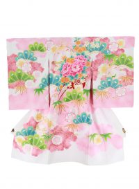 白　女の子産着　うさぎ